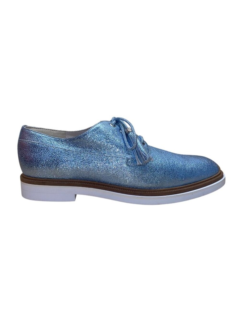 Kenneth Cole Annie Womens Blue Glitter Leather Lace-Up Oxford Shoes Size 8M
